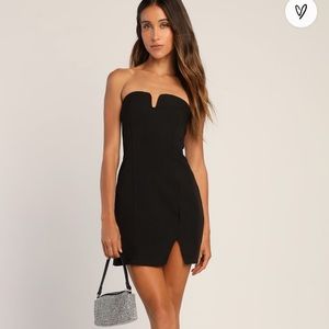 Lulu’s Glamorous Times Black Strapless Bodycon Mini Dress, Size Small